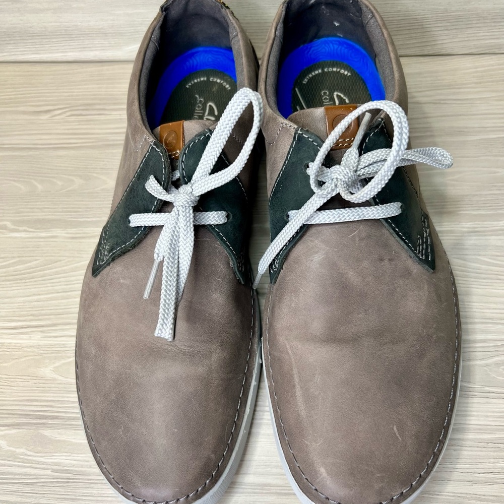 Clarks Brown and Green‎ Leather Loafers